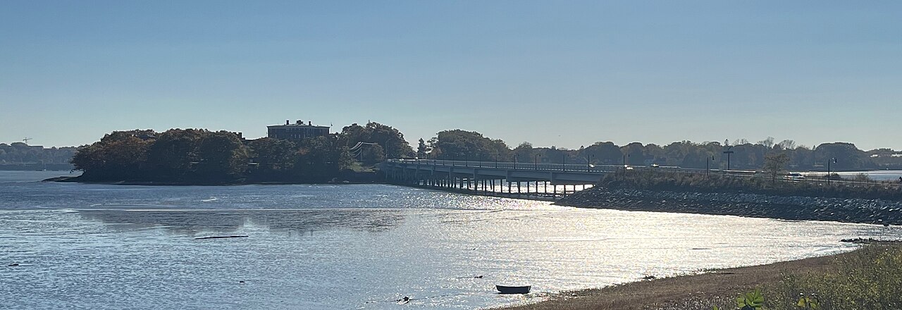 Martin's Point Bridge between Portland and Falmouth, Maine, which the Maine Marathon course crosses twice