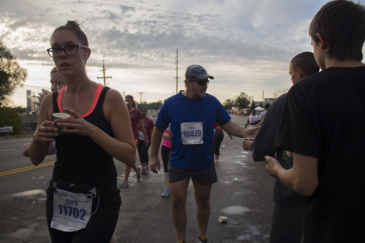 Runners at the Air Force Marathon at Wright-Patterson Air Force Base
