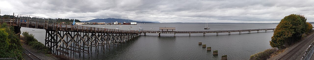 Runners on Taylor Dock during the Bellingham Bay Marathon